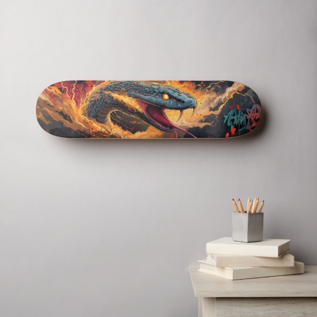 Skate Cobra com intensidade de chama com olhos brilhante (Arte de parede (Horz))