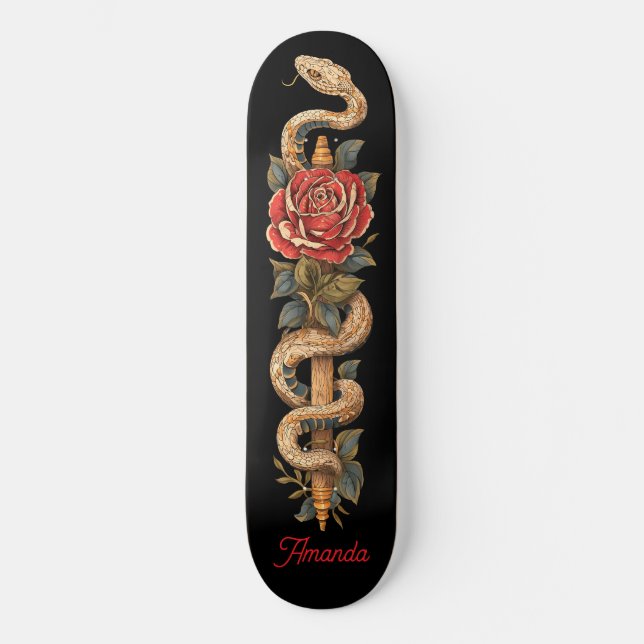 Skate Cobra Python com Rosa vermelha (Frente)