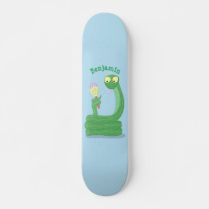 Skate Cobra verde engraçado com desenhos de maraca