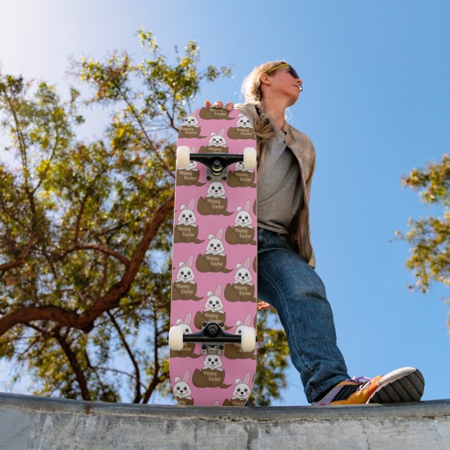 Skate Coelhinho Branco no Padrão de Felz pascoa de Ovo d (Ao ar livre 1)