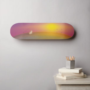 Skate Coelho Branco Bonito no Monte Grassy no nascer do 