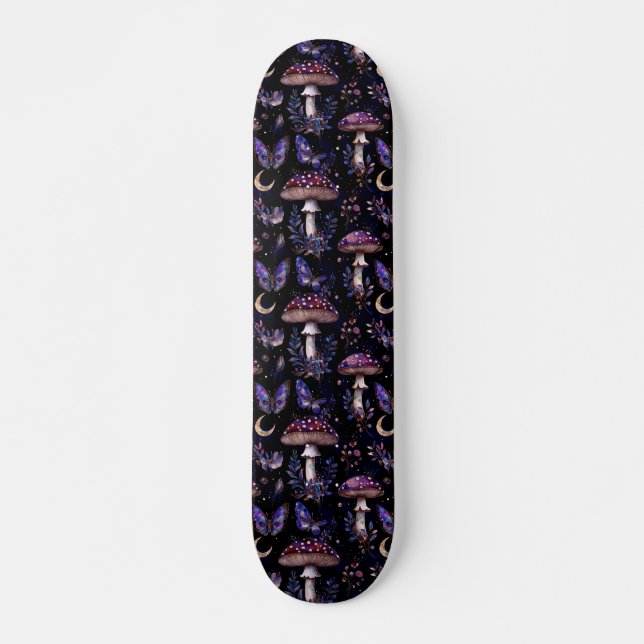 Skate Cogumelo Borboleta Padrão Celestial Bruxa Sombria (Frente)