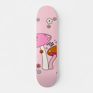 Skate Cogumelos E Flores Coloridos Retroativos Rosa