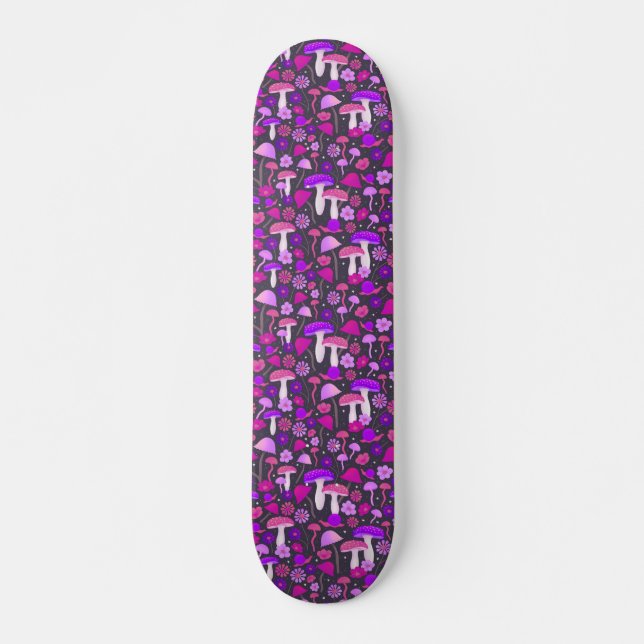 Skate Cogumelos Trippy Roxo, Rosa e Preto (Frente)
