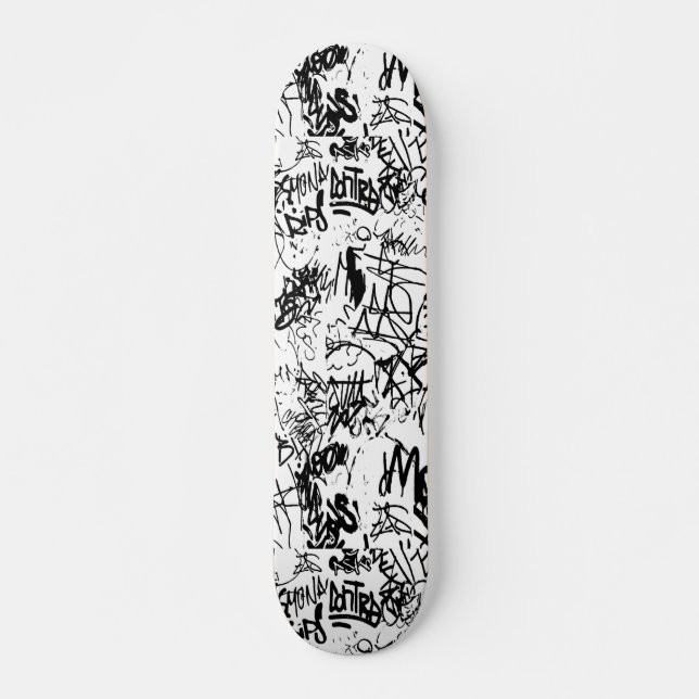 Skate Colagem de Abstrato preto e branco (Frente)