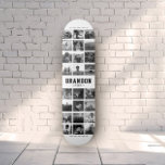 Skate Colagem de Fotos do Instagram de Tendência Legal d<br><div class="desc">Design de Colagem de Fotos Moderna do Instagram para skates: personalize com suas fotos favoritas,  assim como mensagens com nomes personalizados,  e torne este o melhor presente de aniversário de todos os tempos! Esta é a versão em preto e branco.</div>