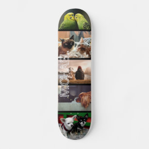 Skate Colagem personalizada de fotos seu nome   5 preto