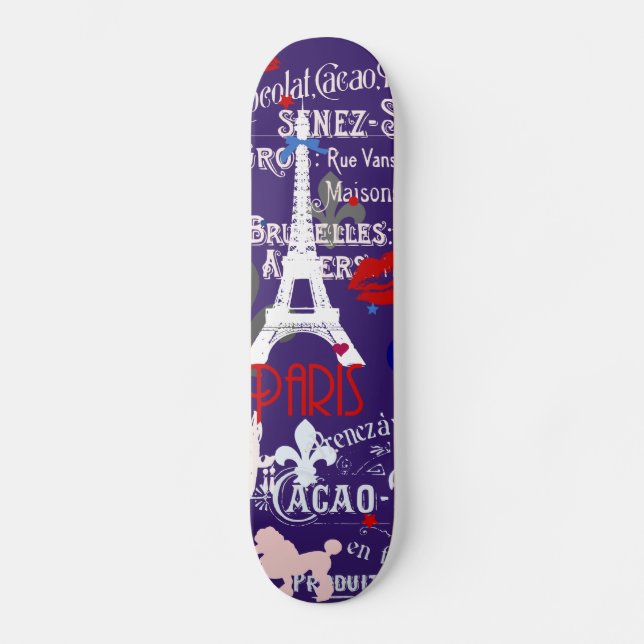 Skate Colagem preta francesa moderna de Paris (Frente)