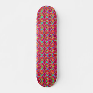Skate Colcha Colorida de Jardim com Hortênsia Vermelha