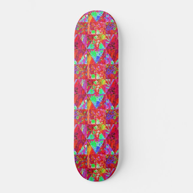 Skate Colcha Colorida de Jardim com Hortênsia Vermelha (Frente)