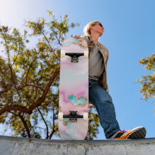 Skate Coleção Popular de Mármore Azul-Cor-de-rosa claro