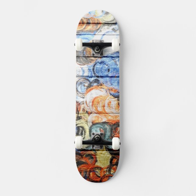 Skate Colorida Aquarela Abstrato (Frente)