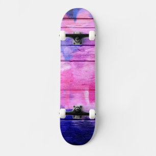 Skate Colorida Madeira Abstrata Aquarela #8