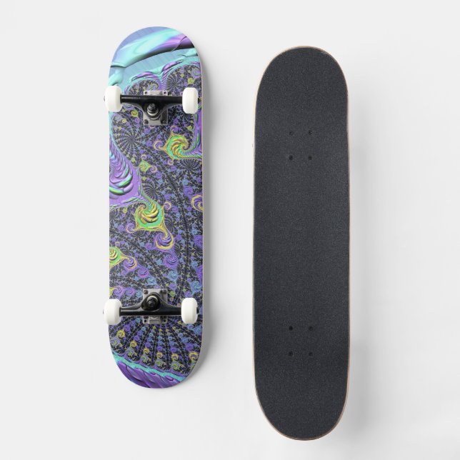 Skate Colorido Groovy Boho Hippie Funky Abstrato Fractal (Frente)
