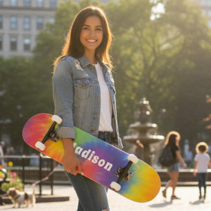 Skate Colorido Moderno Laço Dye Swirl Nome Personalizado