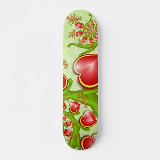 Skate Com muito amor Corações Amarelos Vermelhos Arte Fr (Frente)