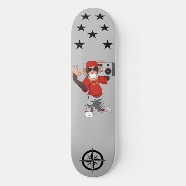 skate com um macaco criativo e bonito (Frente)