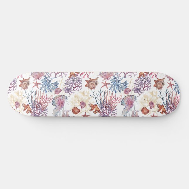 Skate Composição Subaquática em Aquarela Série Design 3 (Horz)
