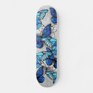 Skate Composition of White and Blue Butterflies