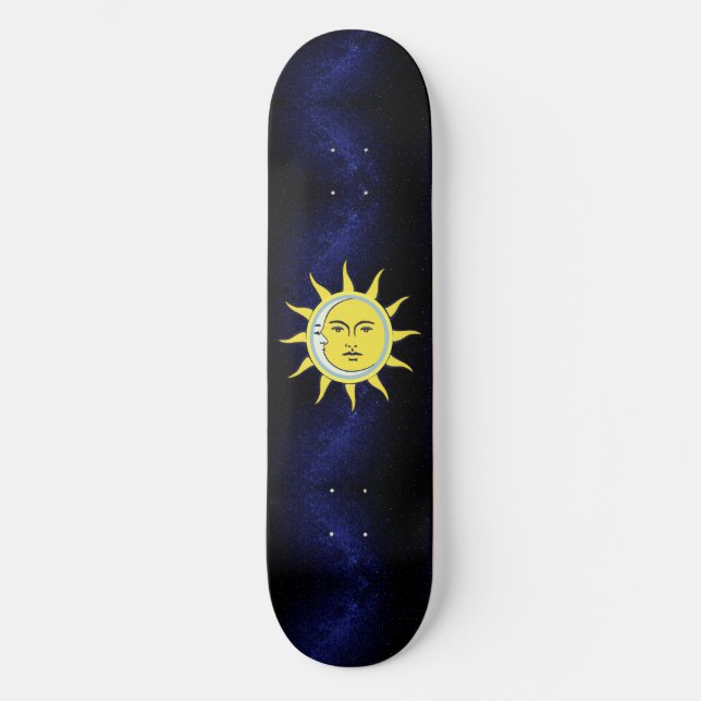 Skate Conjunção da Lua e do Sol na Galáxia Azul-Marinho (Frente)