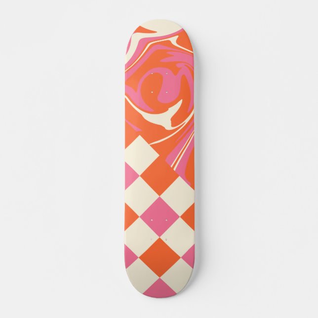 Skate Controlos e picos - Rosa, Laranja e Creme (Frente)