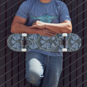 Skate Convite com padrão floral em aquarela azul elegant