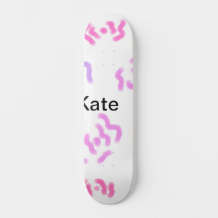Skate Cor da água floral vermelha rosa adiciona nome tex