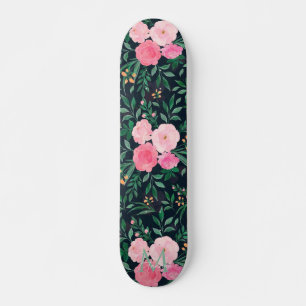 Skate Cor de água Floral Rosa Rosa Cor Azul Elegante