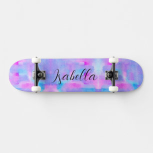 Skate Cor de Água Púrpura Rosa Azul Pintada Personalizad