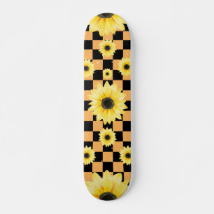 Skate Cor de laranja e preto Checado e girassol