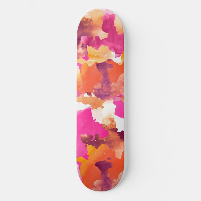 Skate Cor de laranja rosa da camuflagem (Frente)