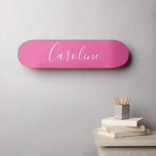 Skate Cor-de-rosa-quente do nome personalizado da caligr