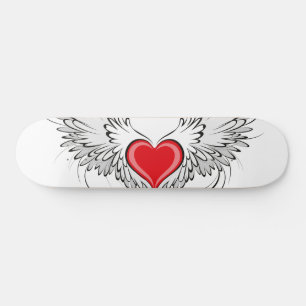 Skate Coração Anjo Vermelho com asas