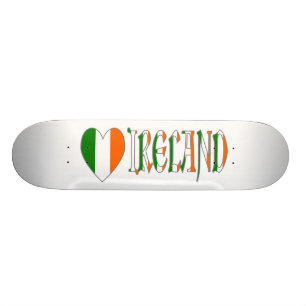 Skate Coração da Bandeira Irlandesa & Palavra Irlanda