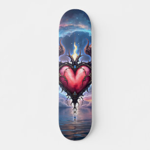 Skate Coração Flamebound da Lua – Amor Cósmico Gótico