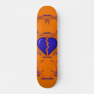 Skate Coração quebrado/skate tribal (laranja e azul)