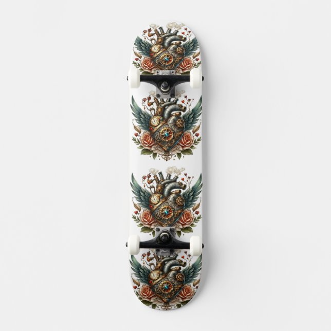 Skate Coração Steampunk: Ursos de Paixão (Frente)