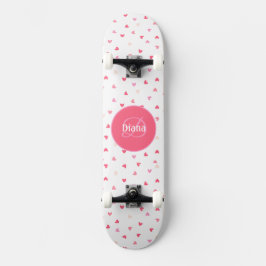 Skate Corações bonitinhos da Girly Monogramas com nome