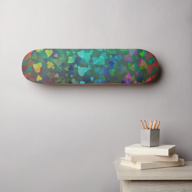Skate Corações Caindo Vermelho e Verde (Arte de parede (Horz))