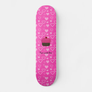 Skate Corações cor-de-rosa com cupcake brilhante