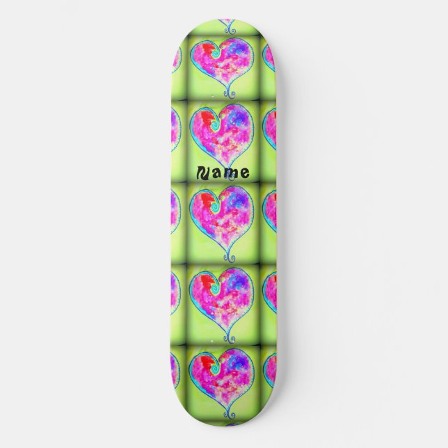 Skate Corações cor-de-rosa verde (Frente)