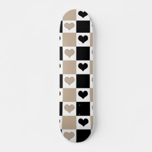Skate Corações da Desktop Board em Taupe, Preto e Branco