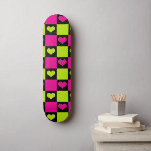 Skate Corações da Desktop Board - Verde limão, rosa quen