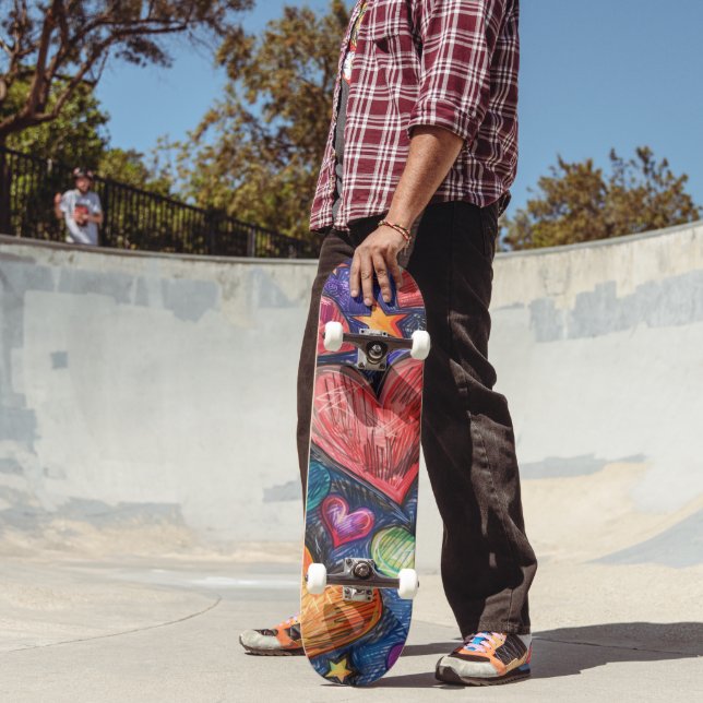 Skate Corações e estrelas desenhadas à mão (Ao ar livre 2)