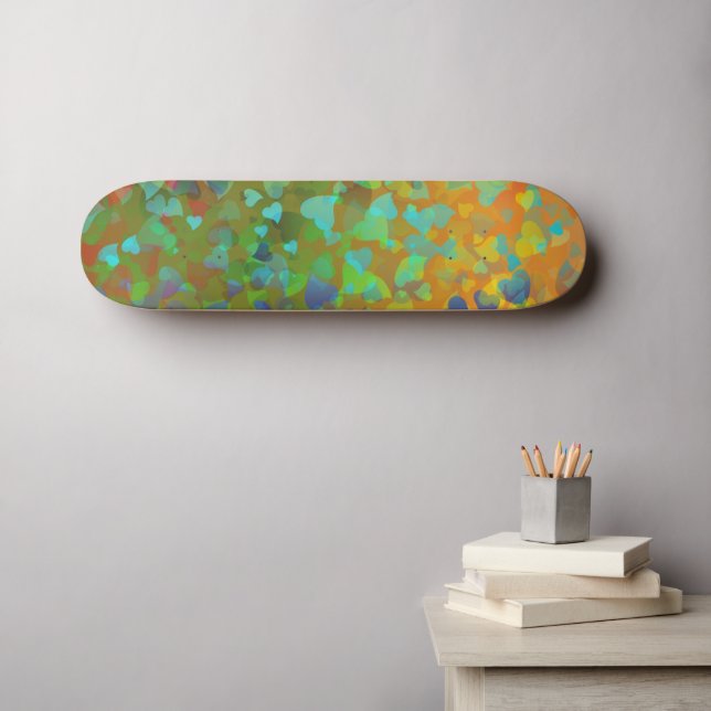 Skate Corações em queda laranja (Arte de parede (Horz))