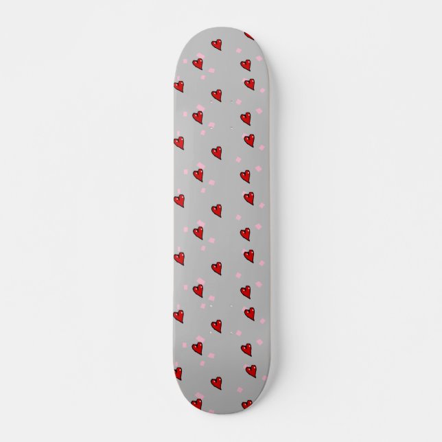 Skate Corações vermelhos nas cinzas (Frente)