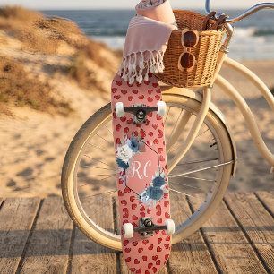 Skate corações vermelhos únicos em rosa e padrão Persona