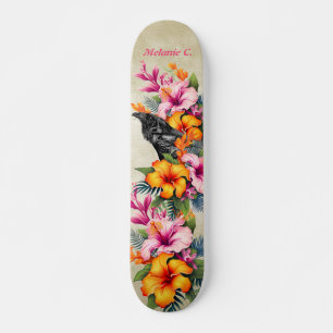 Skate Corante negro tropical colorido