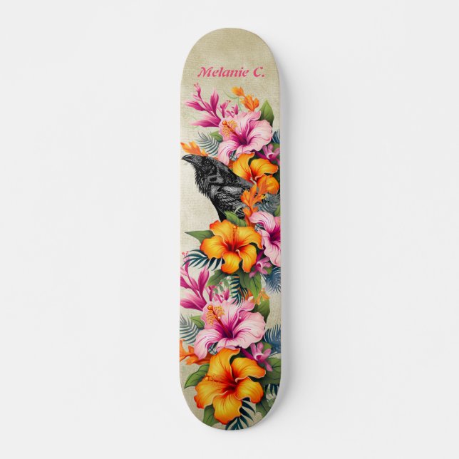 Skate Corante negro tropical colorido (Frente)