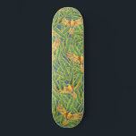 Skate Corante Verde Tropical Amarelo Laranja Deixa Papag<br><div class="desc">Este padrão legal e vibrante é perfeito para o amante de pássaros. Apresenta a coloração aquosa pintada manualmente, papagaios amarelos claros, azuis e laranja, e folhas verdes e amarelas de bananas sobre um simples fundo azul. É arte, moda, única e moderna, perfeita para a estação de verão! ***NOTA DE DESIGN...</div>